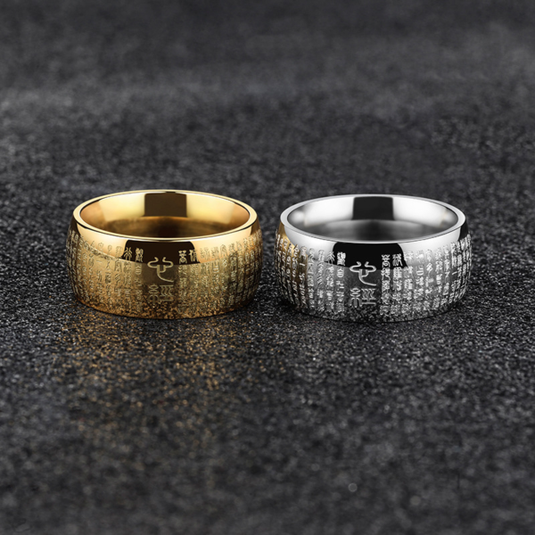 Feng Shui Heart Sutra Buddhist Ring – Spiritual Awakening & Protection
