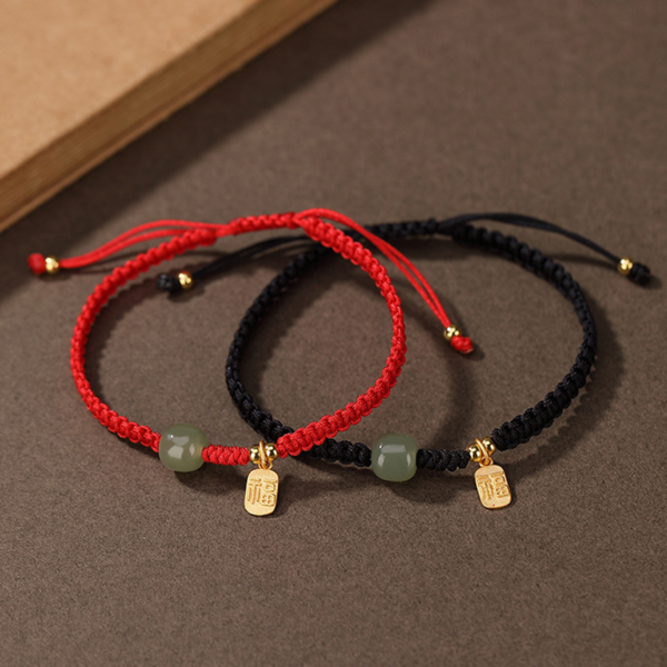 925 Sterling Silver Hetian Jade Blessing Wealth Red String Bracelet – Protection, Prosperity & Good Luck