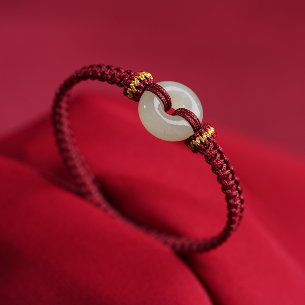 Buddha Stones Peace Buckle Jade Abundance Braided Bracelet – Luck, Protection & Prosperity